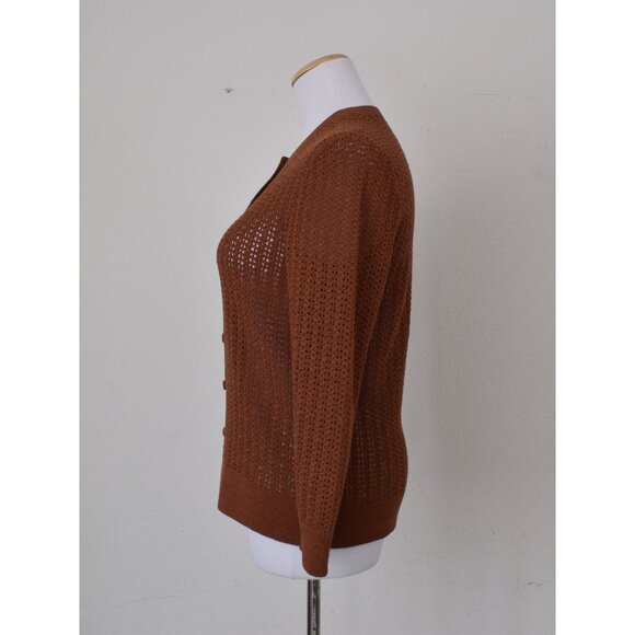 Vintage‎ Crochet Brown Cardigan - Picture 2 of 9